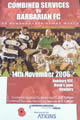 Combined Services v Barbarians 2006 rugby  Programme